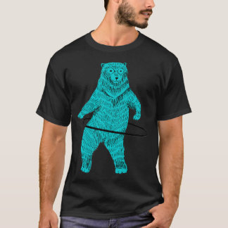 Hula Hooping Reifen Tanzen Blau Hipster Bär Kunst T-Shirt