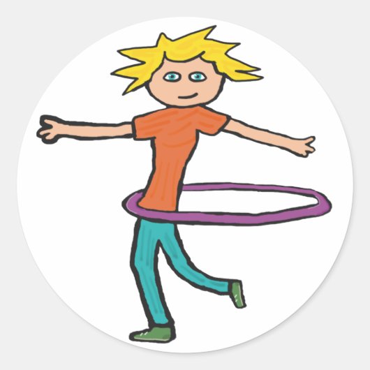 Hula Hooping Runder Aufkleber (Vorderseite)