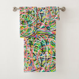 Hula-Hoops mehrfarbiges Mischmuster Badhandtuch Set