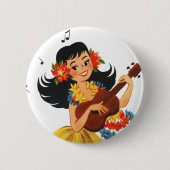 Hula Hula Mädchen Button (Vorderseite)