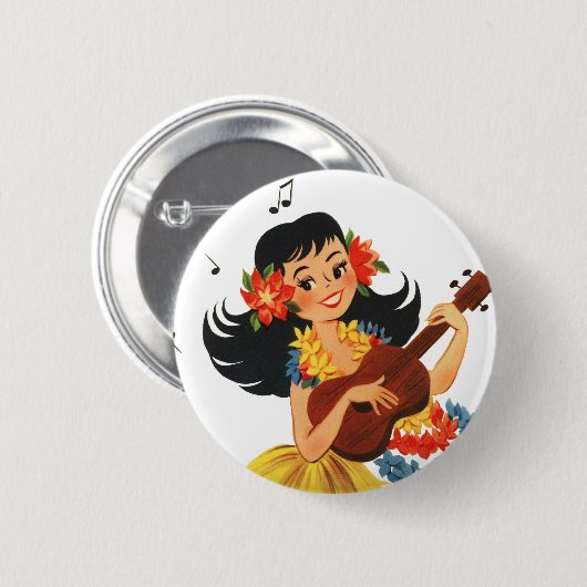 Hula Hula Mädchen Button (Vorne & Hinten)