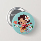 Hula Lulu spielt Ukelele Button (Vorne & Hinten)