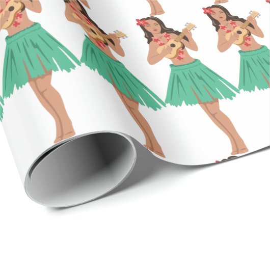 Hula-Mädchen Geschenkpapier (Rolleneckpunkt)