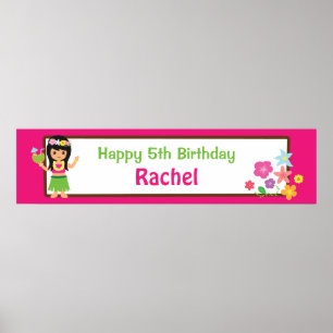 Hula-Mädchen Hawaiianisches Geburtstagsbanner Poster