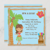 Hula Mädchen Luau quadratische Einladung (Vorne/Hinten)