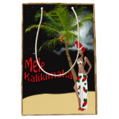 Hula Mädchen Mele Kalikimaka Weihnachtsmedium Mittlere Geschenktüte (Vorderseite)