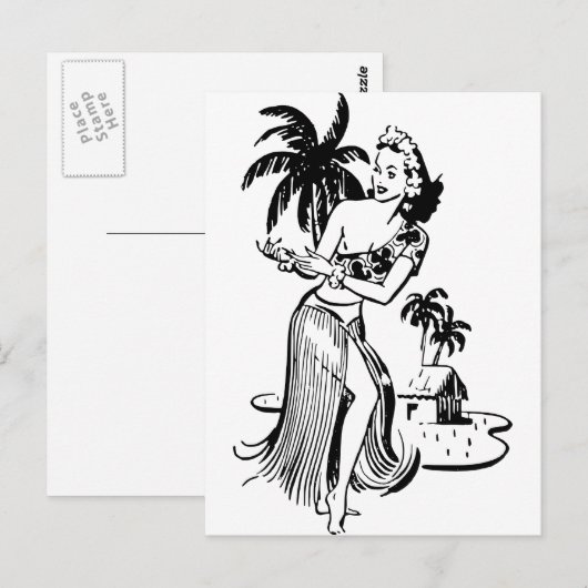 Hula Mädchen Postkarte (Vorne/Hinten)