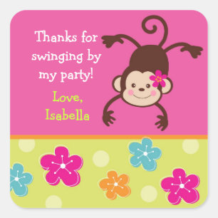 Hula Monkey Luau Bithday Gastgeschenk Stickers
