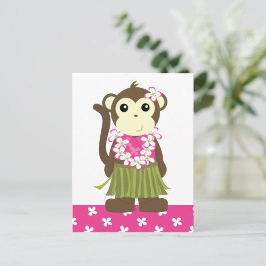 Hula Monkey Postkarte (Stehend Vorderseite)