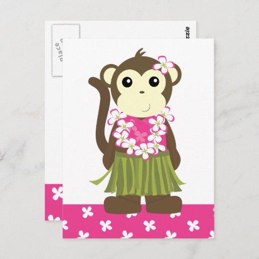 Hula Monkey Postkarte (Vorne/Hinten)