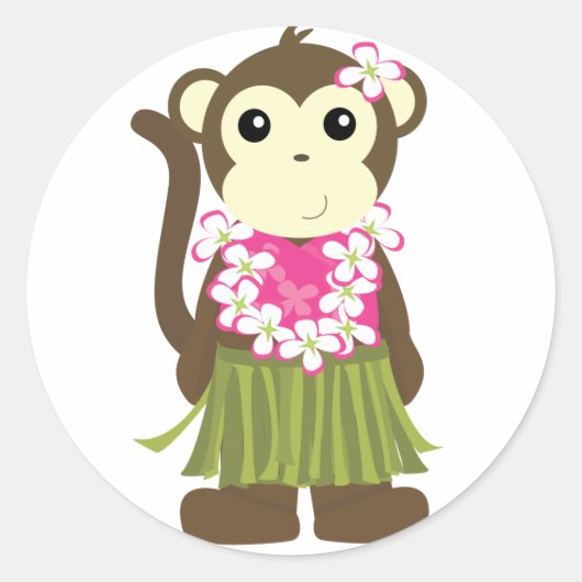 Hula Monkey Runder Aufkleber (Vorderseite)