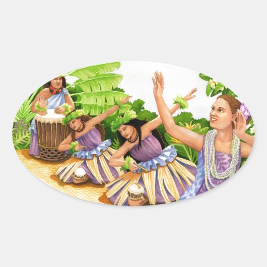 Hula Ovaler Aufkleber (Vorderseite)