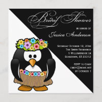 Hula Penguin Bride Brautparty Einladung
