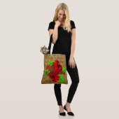 Hula rote Hibiskus Mele Kalikimaka Tasche (Am Model)