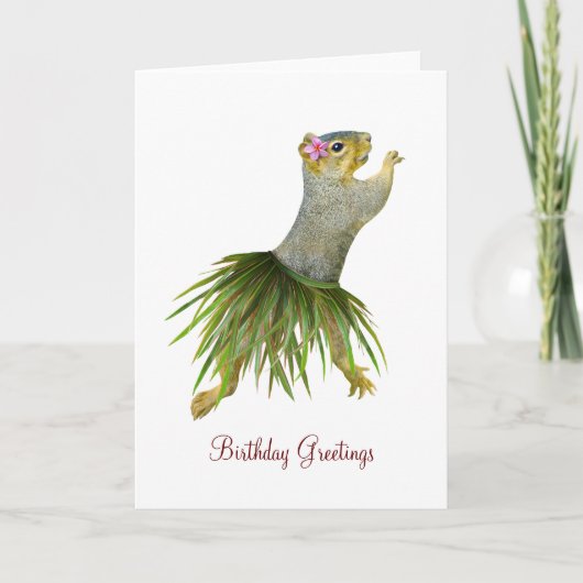 Hula Squirrel Birthday Card Karte (Vorderseite)
