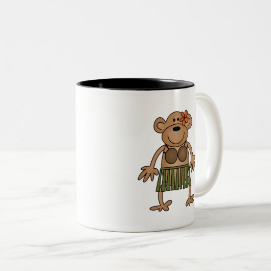 Hula Tanzen-Affe Zweifarbige Tasse (VorderseiteRechts)