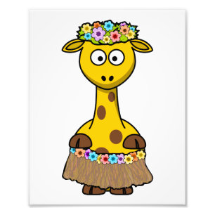 Hula Tänzer-Giraffen-Cartoon Fotodruck