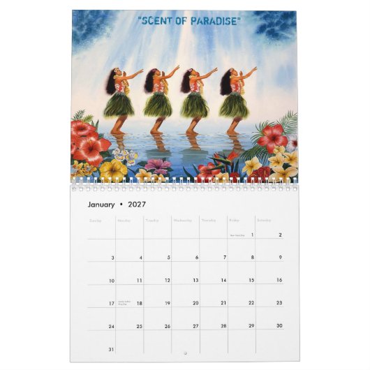 HULA TÄNZER MIT FLOWERS-OVAL JPEC, HAWAII KALENDER (Jan 2027)