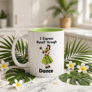 Hula-Tänzerin, die sich durch Tanz ausdrückt Zweifarbige Tasse