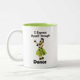 Hula-Tänzerin, die sich durch Tanz ausdrückt Zweifarbige Tasse