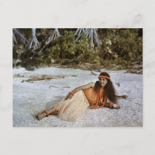 Hula Wahine / Hula Girl c.1909 Autochrome Postkarte (Vorderseite)