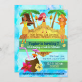 Hula zu über Luah Geburtstag Einladungen (Vorne/Hinten)