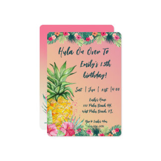 Hula zu über tropischen Sonnenuntergang Ananas Geb Einladung