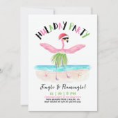 Huladay Party Flamingo Santa Tropical Weihnachten Einladung (Vorderseite)
