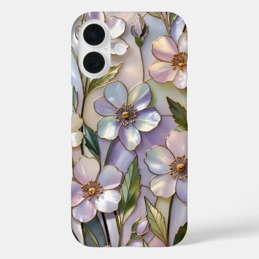 Hülle für iPhone mit Blumenmotiv aus Buntglas Past (Rückseite)