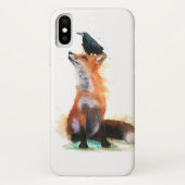 Hülle für Smartphone, Fuchs und Raben. (Rückseite)