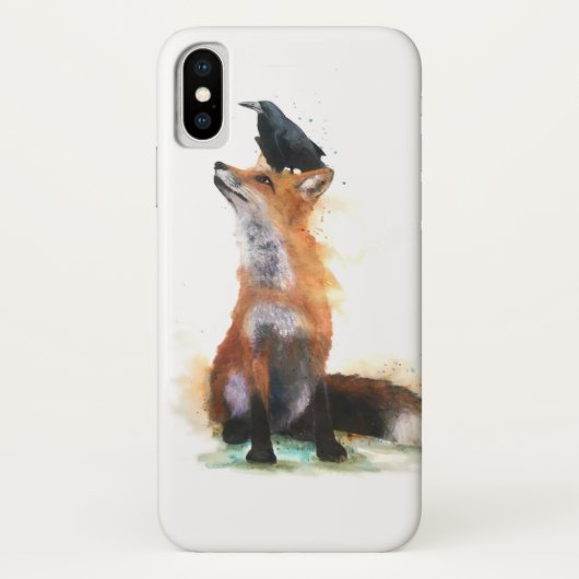 Hülle für Smartphone, Fuchs und Raben. (Rückseite)