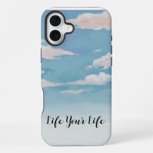 Hüllen für Pastell-Himmel-Handys – Zitat "Leb dein iPhone 16 Plus Hülle