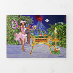 HULON AUF DEM WEG ZU UNSEREM LUAU DREIFACH GEFALTETE EINLADUNG