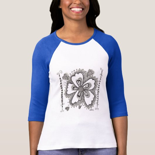 Hülse des Blumen-Power-3/4 T-Shirt (Vorderseite)