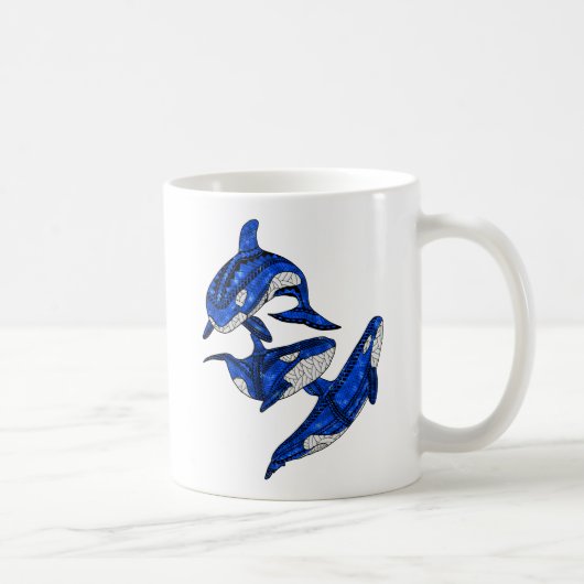 Hülse von 3 Stammes- Schwertwalen Kaffeetasse (Rechts)