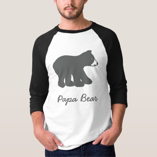 Hülsen-Baseball-T-Shirt des Papa-Bärn-3/4 T-Shirt (Vorderseite)