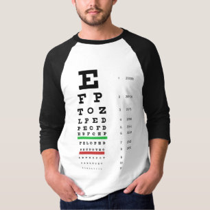 HülseRaglan des Snellen Augen-Diagramm-3/4 T-Shirt