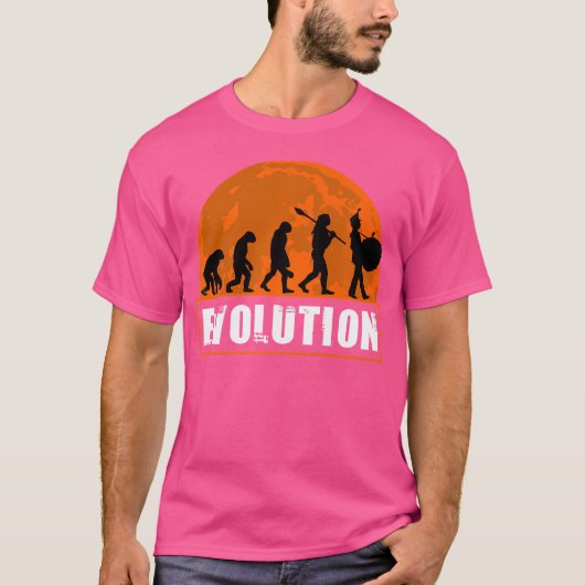 Human Bass Drum Evolution Funny Bass Drum Evolutio T-Shirt (Vorderseite)