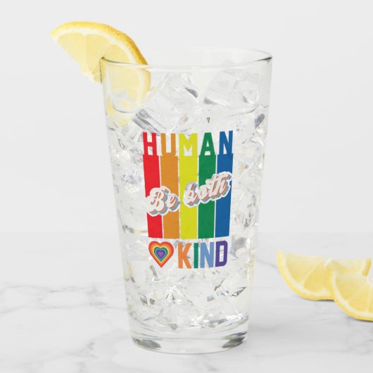 Human | Be Kind | Rainbow | LGBTQ Glas (Vorderseite Ice)