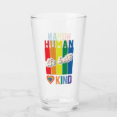 Human | Be Kind | Rainbow | LGBTQ Glas (Vorderseite)
