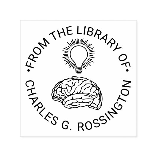 Human Brain Bright Idea Round Library Book Name Permastempel (Design)