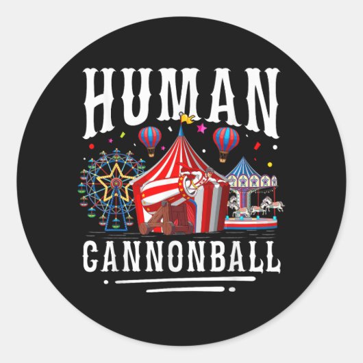 Human Cannonball Circus Carnival Runder Aufkleber (Vorderseite)