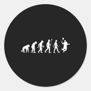 Human Evolution , Badminton Player Version Runder Aufkleber