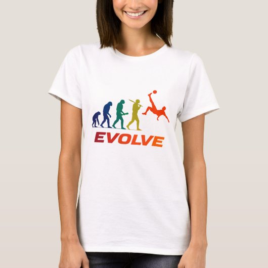 Human Evolution Into Modern Soccer Silhouette T-Shirt (Vorderseite)