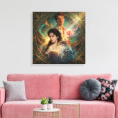 Human Form, Feline Soul – Mystic Cat Wall Art Leinwanddruck (Insitu (Wohnzimmer))