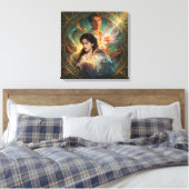 Human Form, Feline Soul – Mystic Cat Wall Art Leinwanddruck (Insitu (Schlafzimmer))