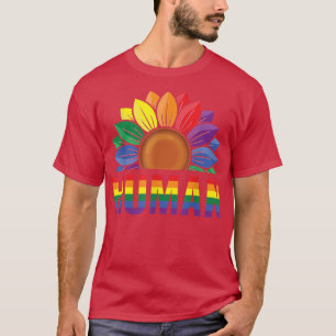 Human Gay Sunflower Pride Rainbow Proud Support Eq T-Shirt