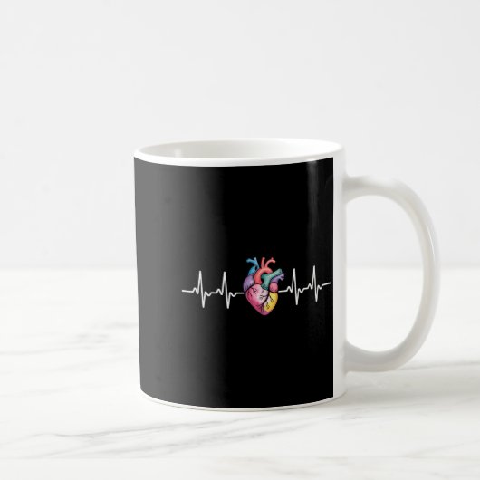 Human Heartbeat Ecg Cardiology Anatomical Medical Kaffeetasse (Rechts)