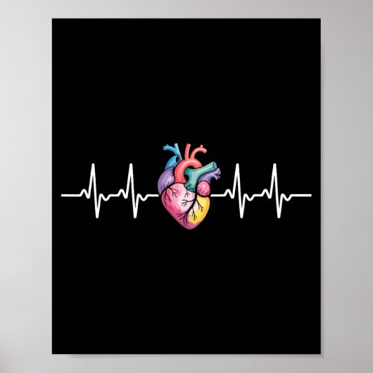 Human Heartbeat Ecg Cardiology Anatomical Medical  Poster (Vorne)
