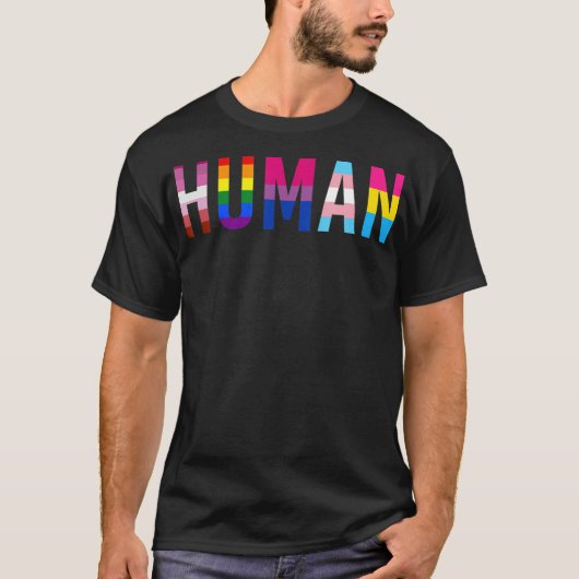 HUMAN LGBT Flag Gay Pride Monat Transgender T-Shirt (Vorderseite)
